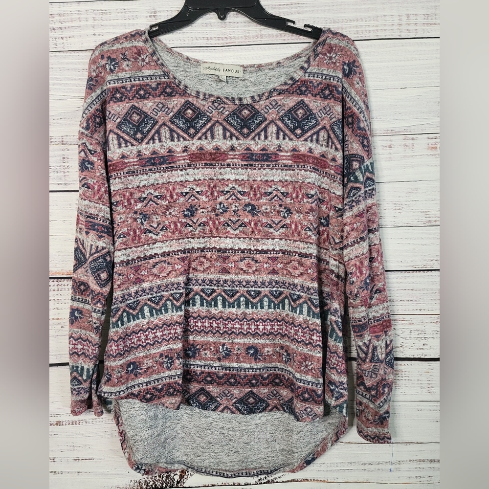 Almost Famous L Tribal Print Longsleve Top